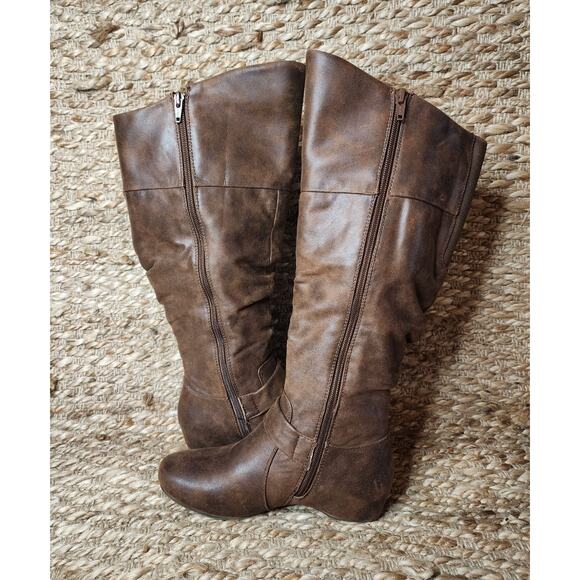 Baretraps Wide Calf Sanova 2 Knee-High Brown Leather Fashion Boots Size 6 M - Picture 6 of 11